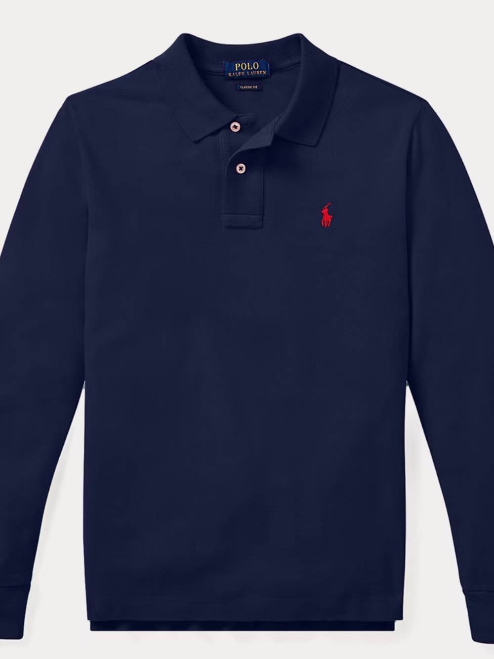 Polo by Ralph Lauren Navy Long Sleeve Polo with Red Pony